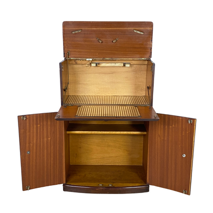1930's Art Deco Burled Maple Cocktail Bar Cabinet