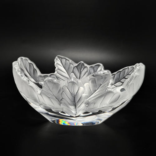 Lalique France Crystal "Compiègne" Oak Leaf Bowl