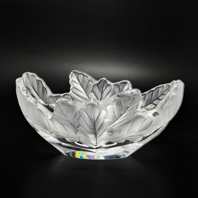 Lalique France Crystal "Compiègne" Oak Leaf Bowl