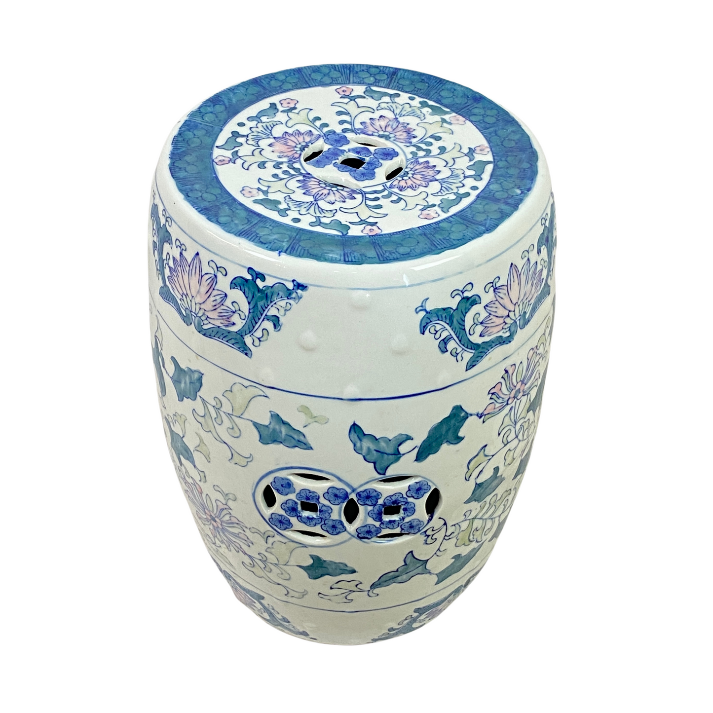 Vintage Chinese Porcelain Famille Rose Garden Stool