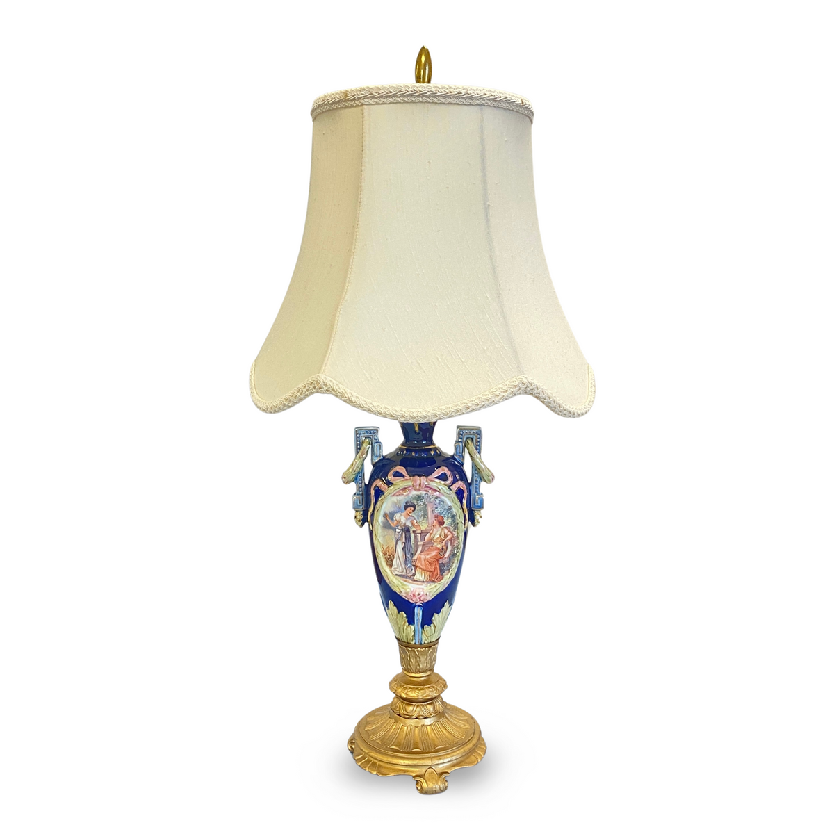 Sèvres Style Bow & Ormolu Boudoir Lamp