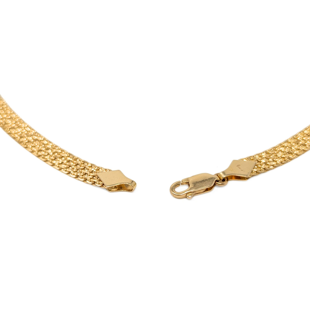 Vintage Italian 14K Gold Panther Mesh 0.40ct F/SI Diamond Solitaire Necklace 15.1g