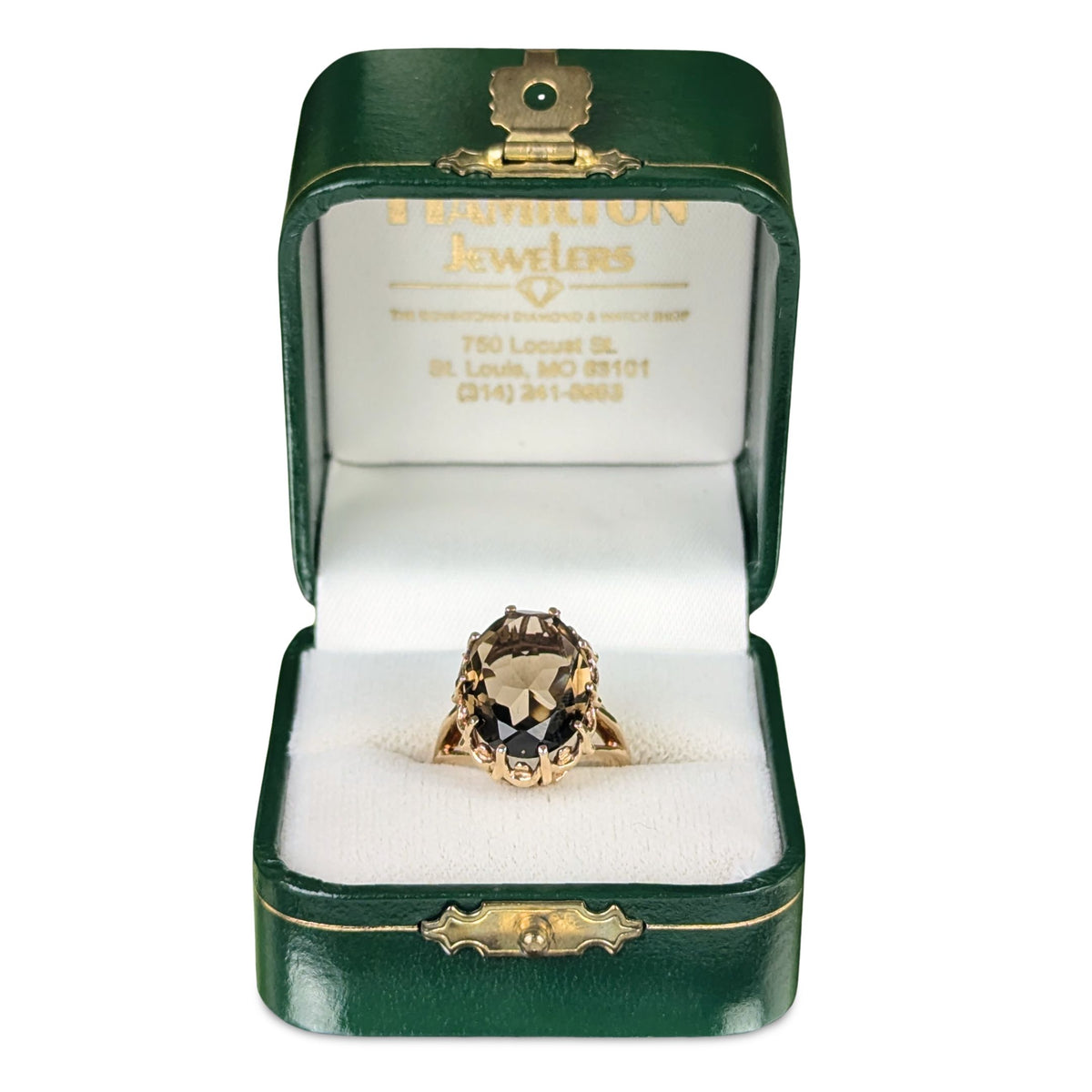 Vintage Hamilton Jewelers St. Louis 10K Gold Smoky Quartz Cocktail Ring - Sz 5.5
