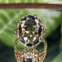 Vintage Hamilton Jewelers St. Louis 10K Gold Smoky Quartz Cocktail Ring - Sz 5.5