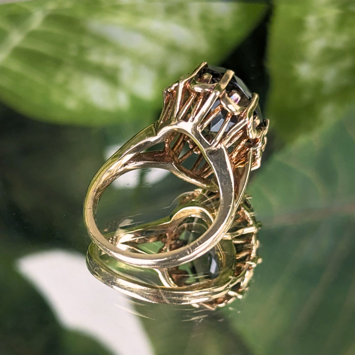 Vintage Hamilton Jewelers St. Louis 10K Gold Smoky Quartz Cocktail Ring - Sz 5.5