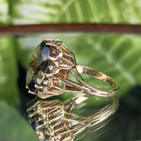 Vintage Hamilton Jewelers St. Louis 10K Gold Smoky Quartz Cocktail Ring - Sz 5.5