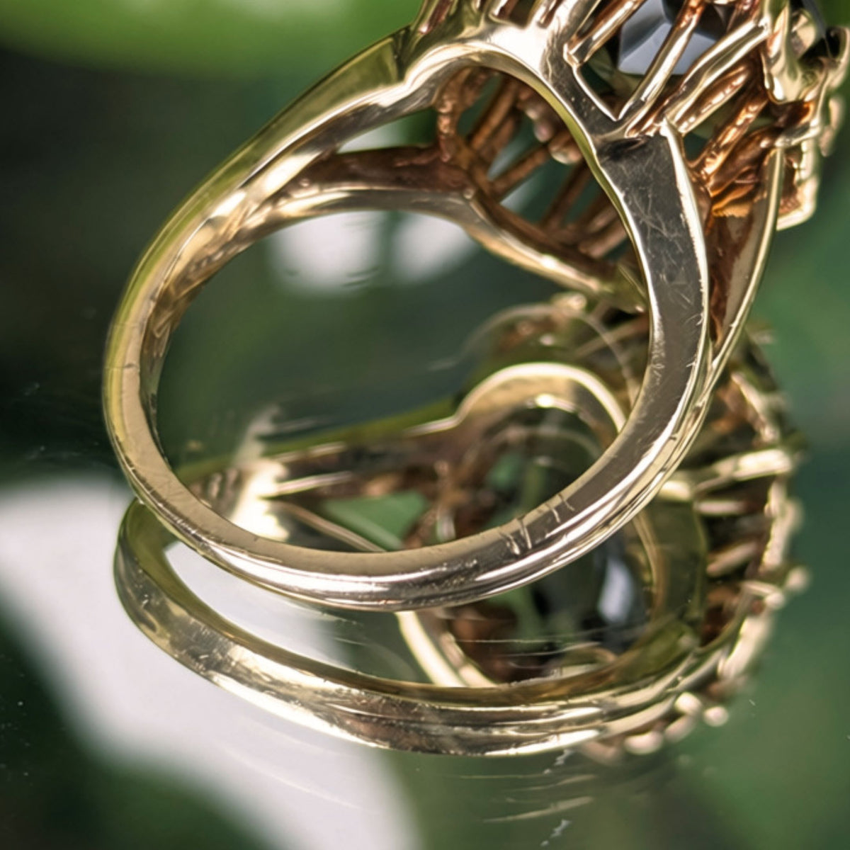 Vintage Hamilton Jewelers St. Louis 10K Gold Smoky Quartz Cocktail Ring - Sz 5.5