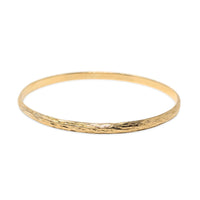 Vintage 1970's Designer Solid 14K Gold Tree Bark Textured Bangle Bracelet, 15g