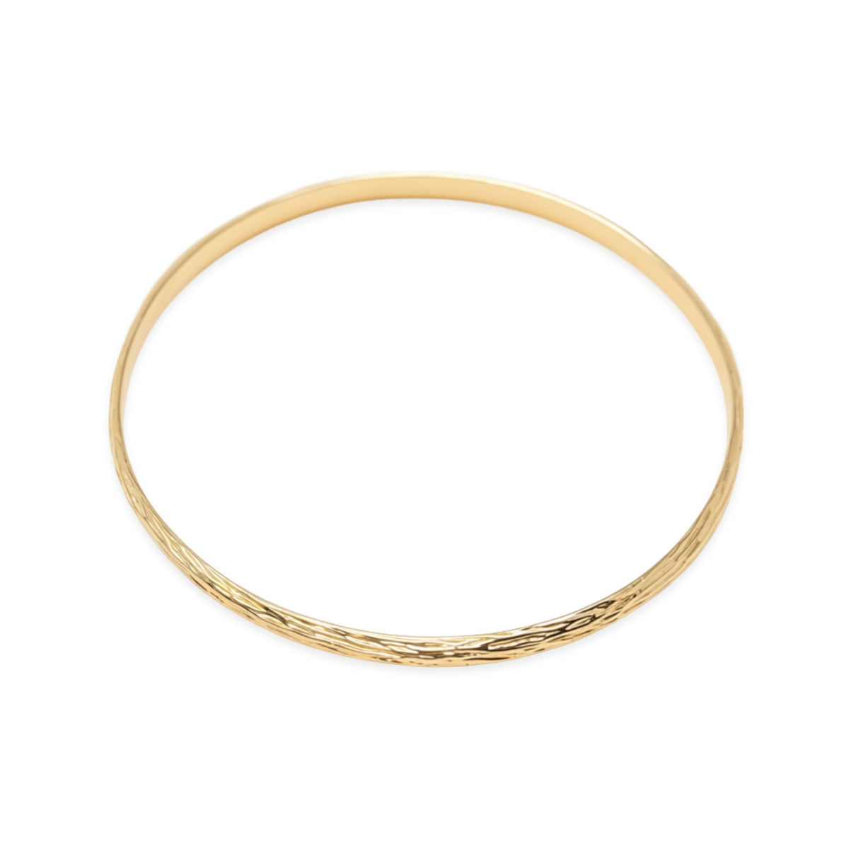 Vintage 1970's Designer Solid 14K Gold Tree Bark Textured Bangle Bracelet, 15g