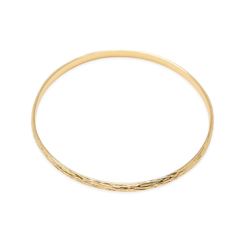Vintage 1970's Designer Solid 14K Gold Tree Bark Textured Bangle Bracelet, 15g