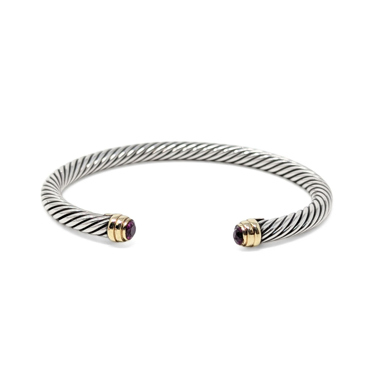 David Yurman Sterling/14K Gold Classic Cable Cuff Bracelet, Raspberry Ruby, 7"