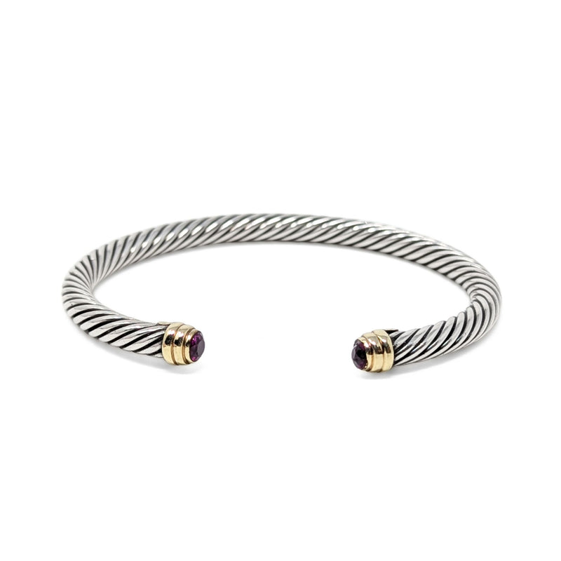 David Yurman Sterling/14K Gold Classic Cable Cuff Bracelet, Raspberry Ruby, 7"