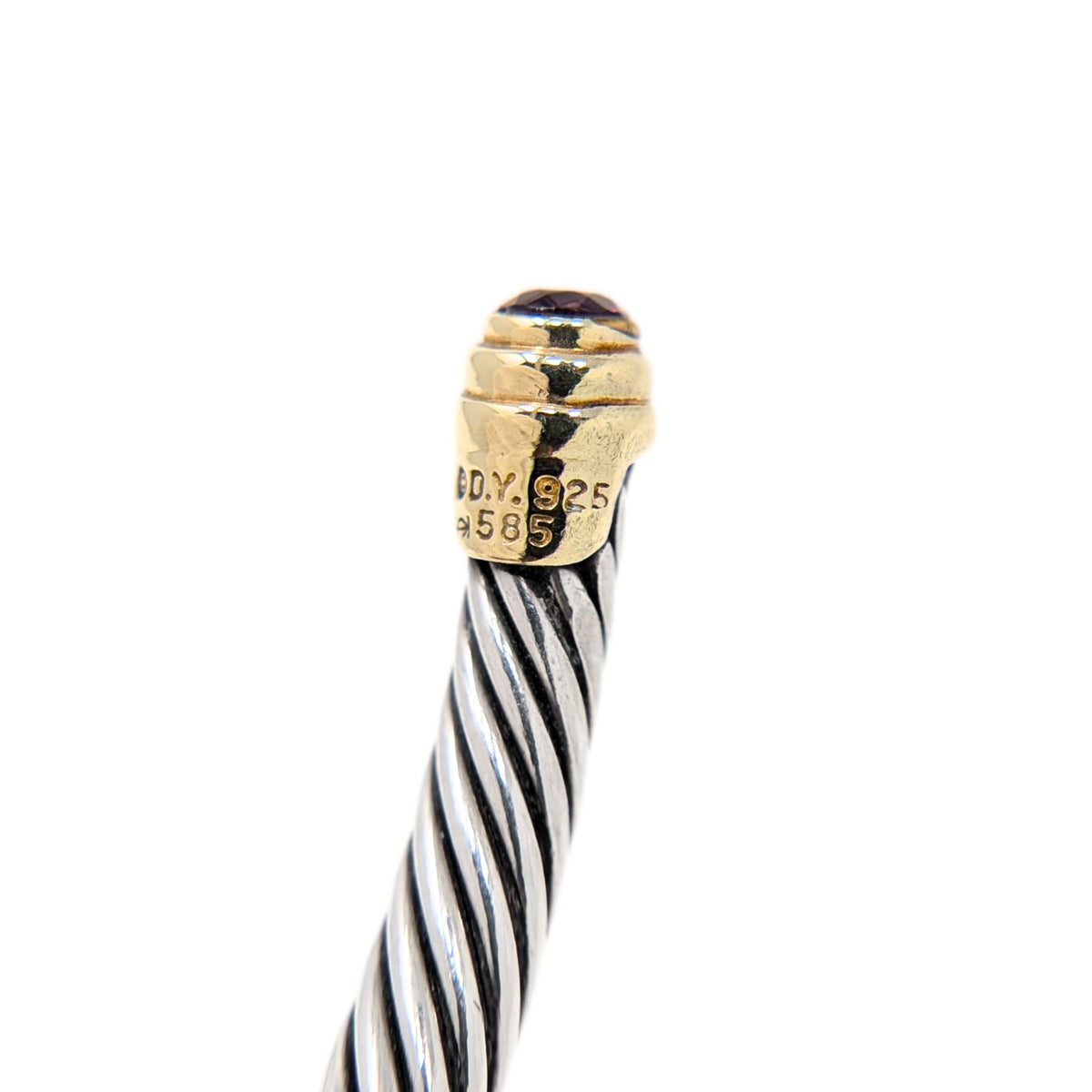 David Yurman Sterling/14K Gold Classic Cable Cuff Bracelet, Raspberry Ruby, 7"