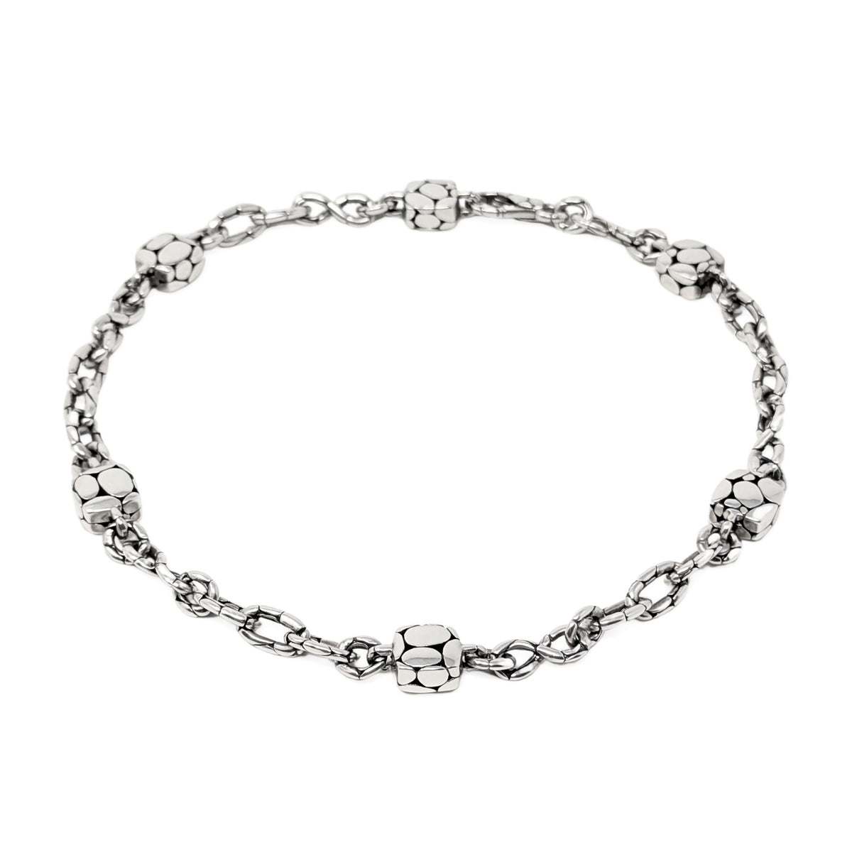 John Hardy Heritage Kali Pebble Sterling Silver 16" Station Necklace - 52g