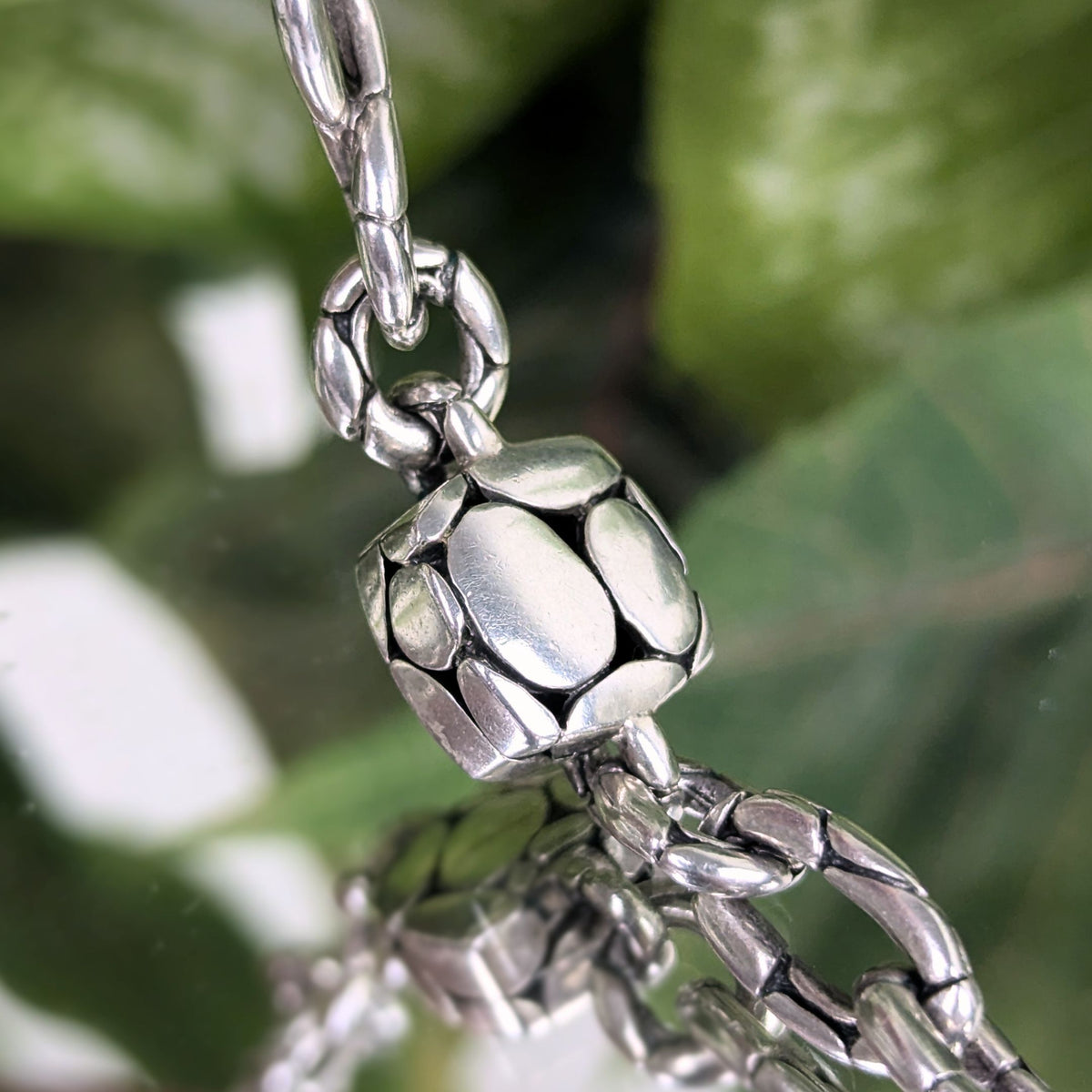 John Hardy Heritage Kali Pebble Sterling Silver 16" Station Necklace - 52g
