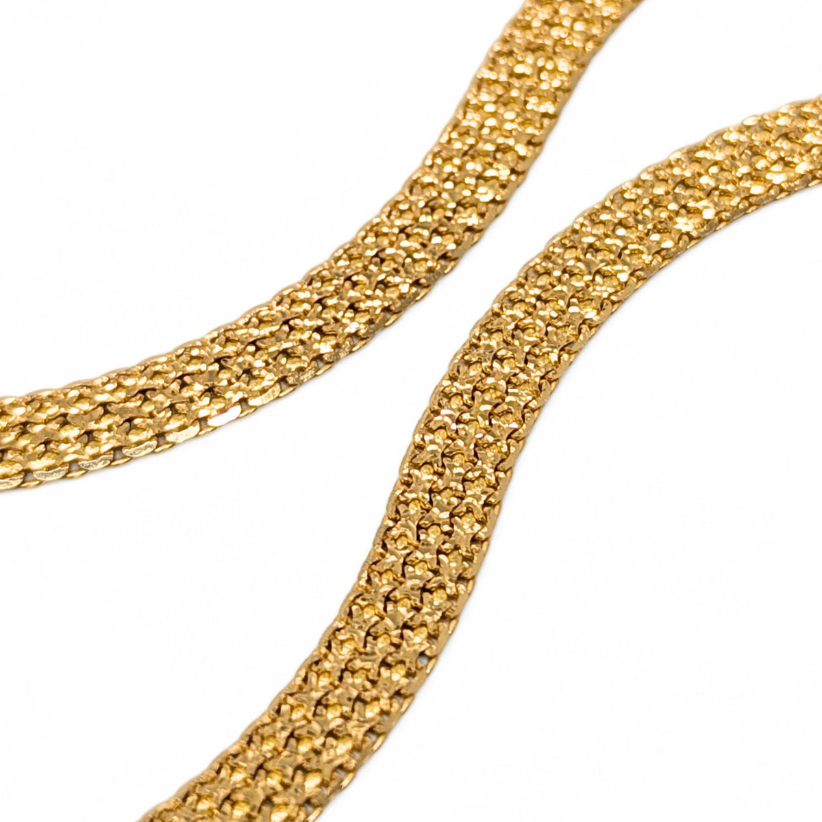 Vintage Italian 14K Gold Panther Mesh 0.40ct F/SI Diamond Solitaire Necklace 15.1g
