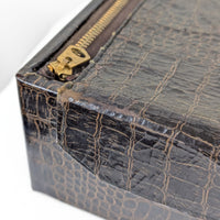 Vintage Gorham Faux Alligator Anti-Tarnish Flatware Chest w/ Tray & Sleeve