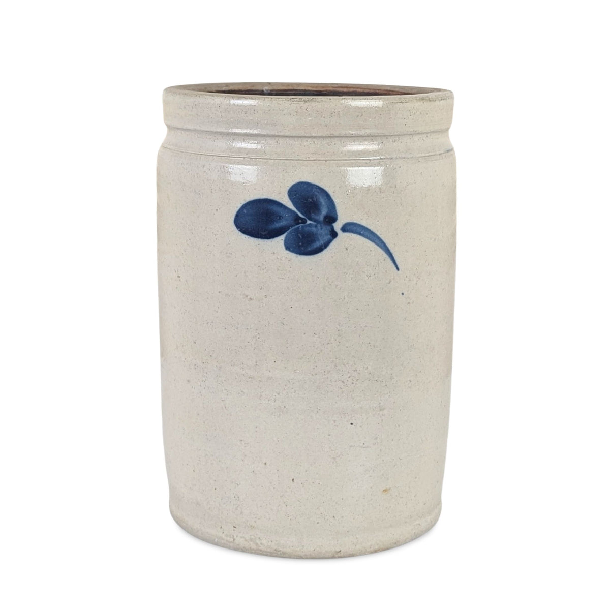 Antique 19th c. Peter Herrmann Baltimore 1 Gal 10" Stoneware Crock, Clover Motif