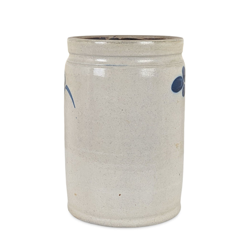 Antique 19th c. Peter Herrmann Baltimore 1 Gal 10" Stoneware Crock, Clover Motif