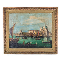 Vintage Italian Oil Painting of a Venice Lagoon, Signed D. Colli - 29x25 Framed