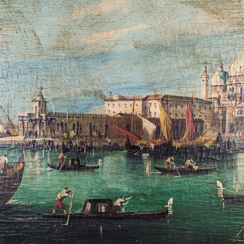 Vintage Italian Oil Painting of a Venice Lagoon, Signed D. Colli - 29x25 Framed