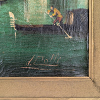 Vintage Italian Oil Painting of a Venice Lagoon, Signed D. Colli - 29x25 Framed