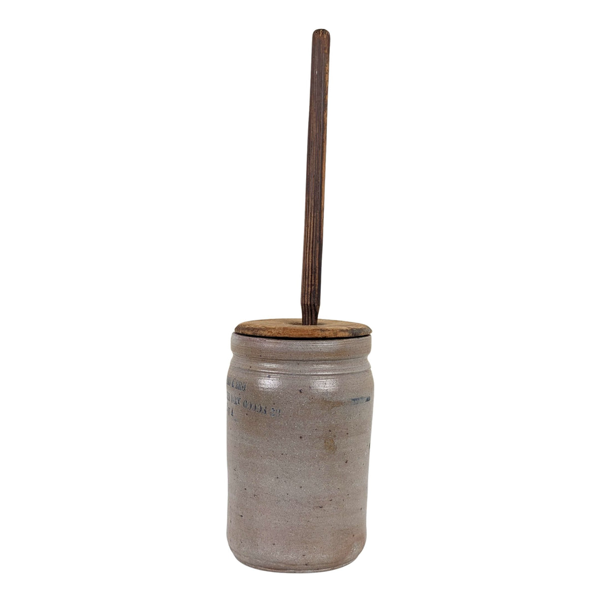 Antique 1-Gal Stoneware Butter Churn W L Williams & Brother, Oak Grove VA, 19.5"