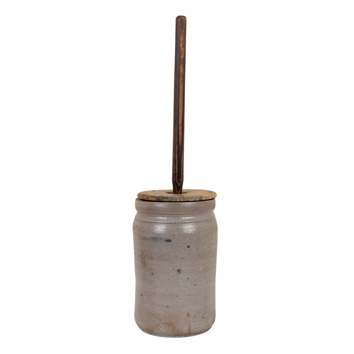Antique 1-Gal Stoneware Butter Churn W L Williams & Brother, Oak Grove VA, 19.5"