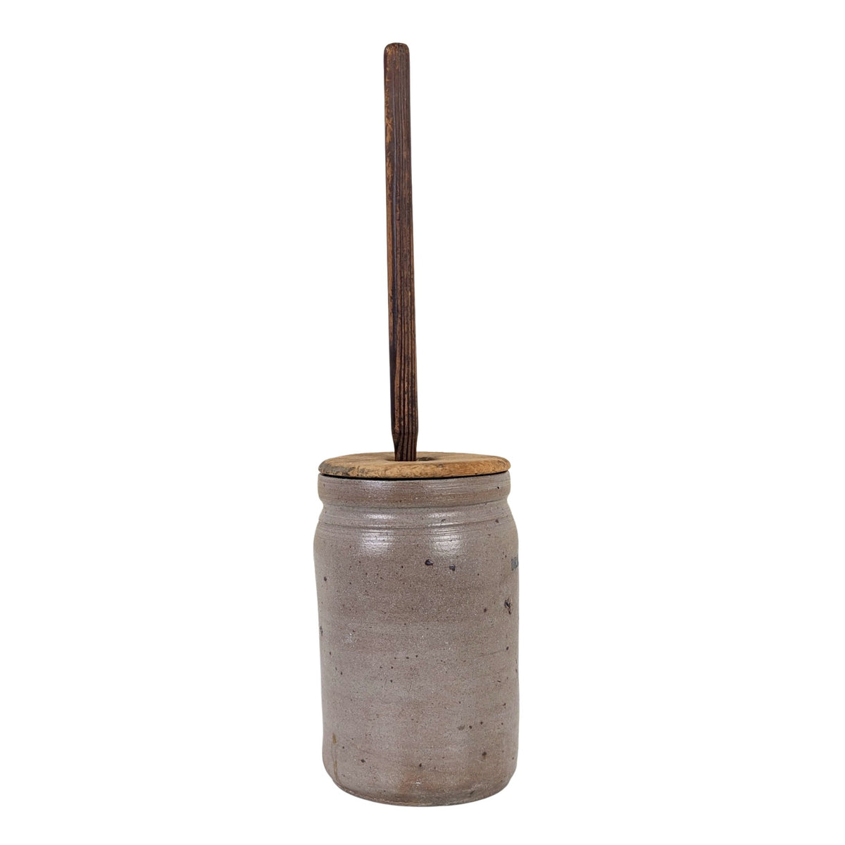 Antique 1-Gal Stoneware Butter Churn W L Williams & Brother, Oak Grove VA, 19.5"
