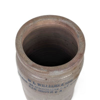 Antique 1-Gal Stoneware Butter Churn W L Williams & Brother, Oak Grove VA, 19.5"