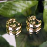 Ross-Simons Vintage 14K Yellow Gold Natural Peridot Huggie Hoop Earrings, 3.3g