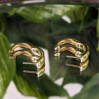 Ross-Simons Vintage 14K Yellow Gold Natural Peridot Huggie Hoop Earrings, 3.3g