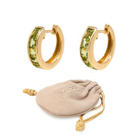 Ross-Simons Vintage 14K Yellow Gold Natural Peridot Huggie Hoop Earrings, 3.3g