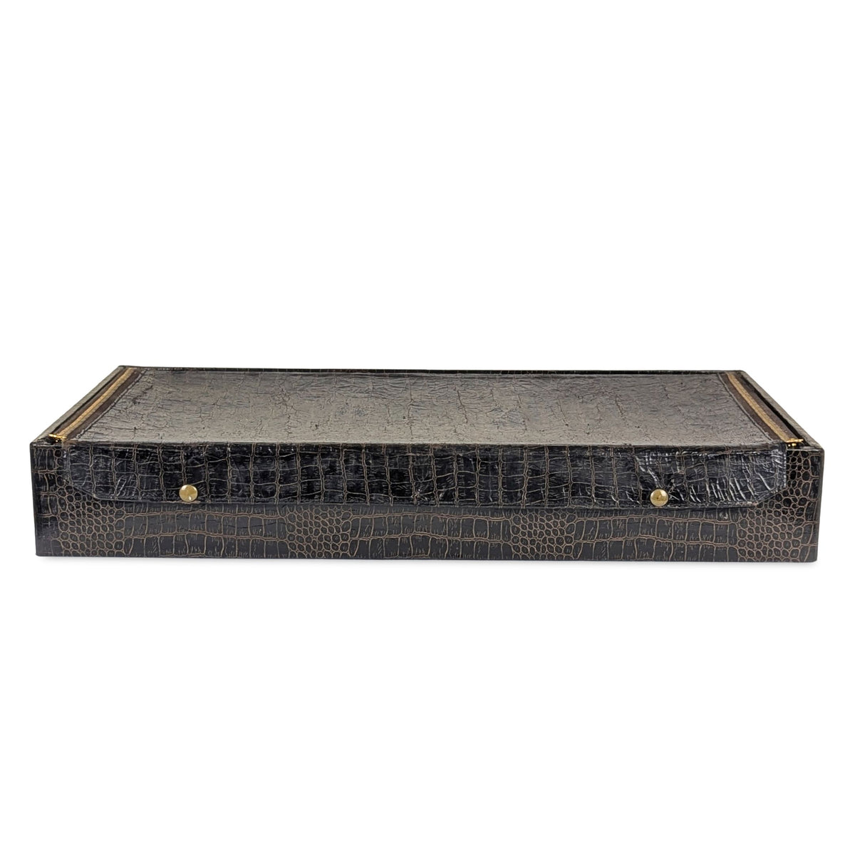 Vintage Gorham Faux Alligator Anti-Tarnish Flatware Chest w/ Tray & Sleeve
