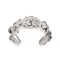 Vintage 800 Silver 3-Dimensional Repousse Rose Cuff Bracelet, 30mm Wide, 43.3g