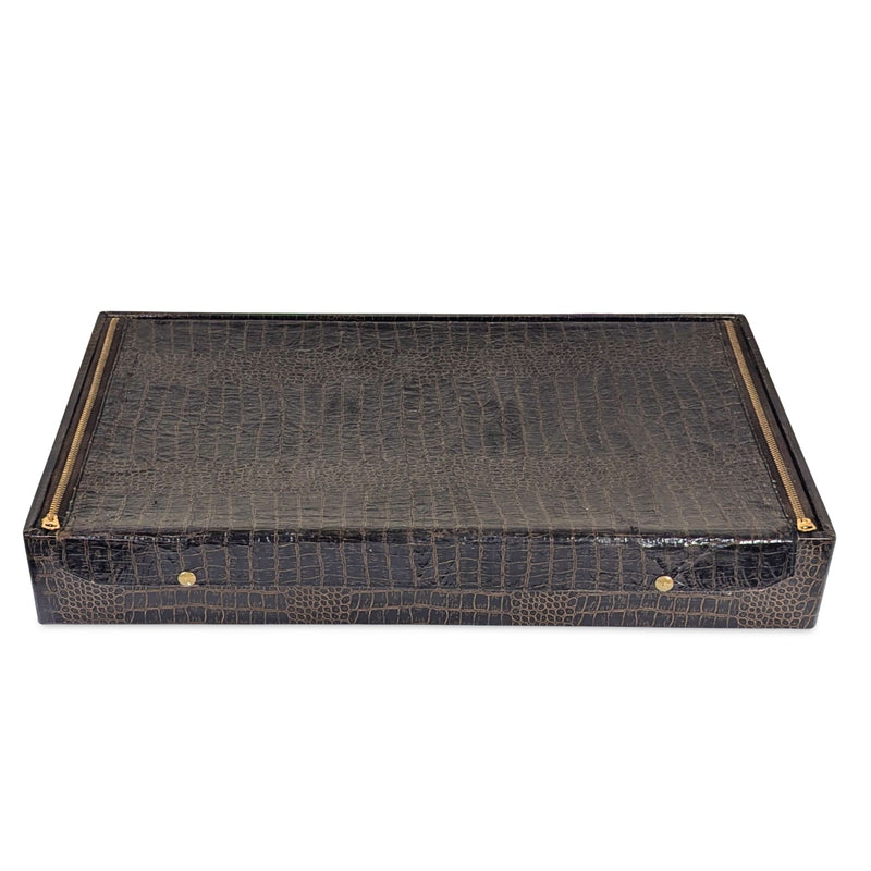Vintage Gorham Faux Alligator Anti-Tarnish Flatware Chest w/ Tray & Sleeve