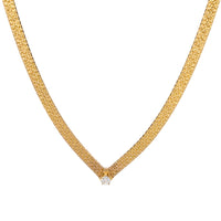 Vintage Italian 14K Gold Panther Mesh 0.40ct F/SI Diamond Solitaire Necklace 15.1g
