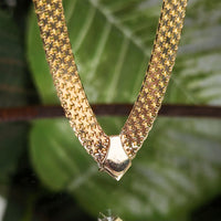 Vintage Italian 14K Gold Panther Mesh 0.40ct F/SI Diamond Solitaire Necklace 15.1g