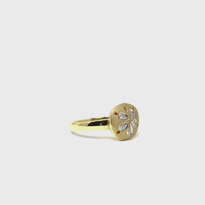 Denny Wong 14K Gold Diamond Sand Dollar Ring - Size 7.25