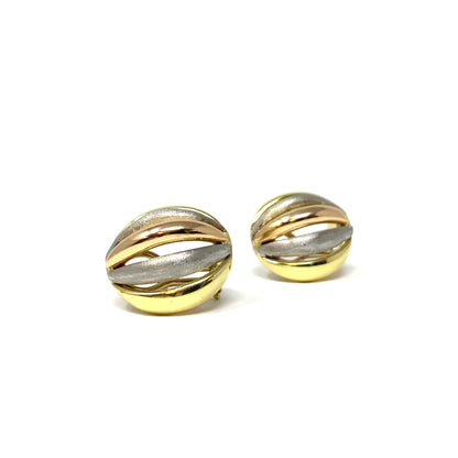 18K Italian Tri-Gold Mellon Earrings