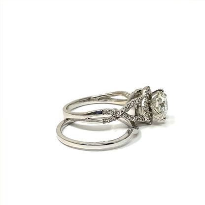 14K White Gold Antique 1.91tcw Diamond Wedding Ring Set
