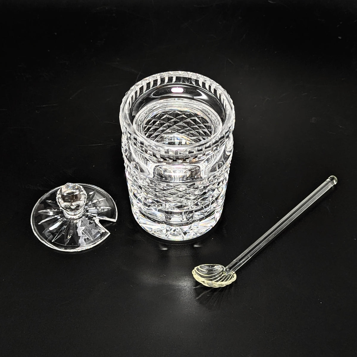 Waterford Crystal Lidded Honey Jar w/ Spoon