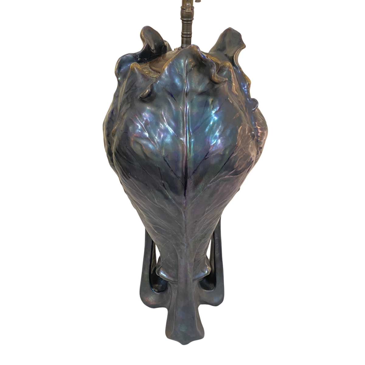 Edward Stellmacher Art Noveau Iridescent Amphora Vase Lamp