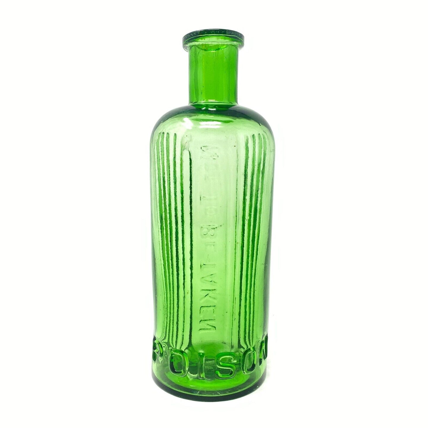 Antique Emerald Green Round English KC-39 Poison Bottle