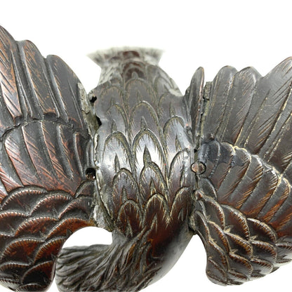 Japanese Meiji Era Bronze Incense Burner Lid, Eagle on Rocky Outcrop