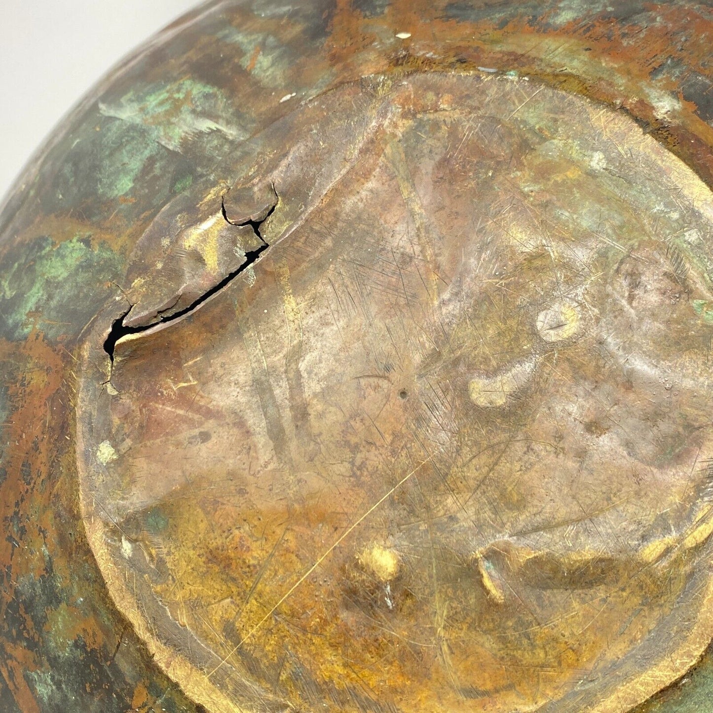 Antique 18th C. Copper & Brass Lion Decorated 20" Planter