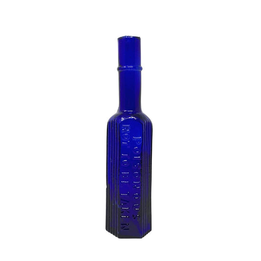 Hexagonal Cobalt Glass Scottish Poison Bottle