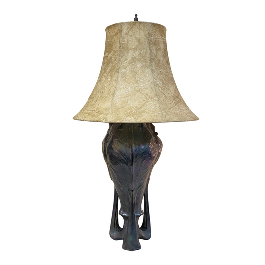 Edward Stellmacher Art Noveau Iridescent Amphora Vase Lamp