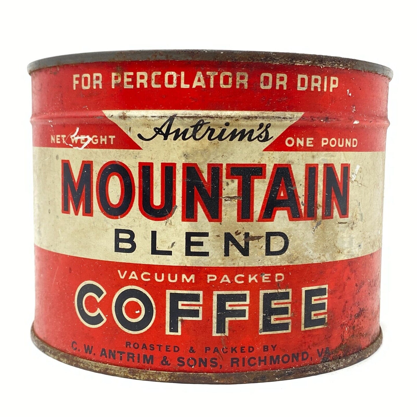 Antique Antrim's Mountain Blend Unopened Coffee Tin - Richmond, VA