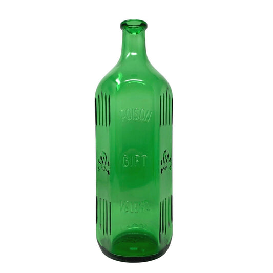 Large Emerald Green Glass 1 Liter Skull & Crossbones KV-10 Poison Bottle